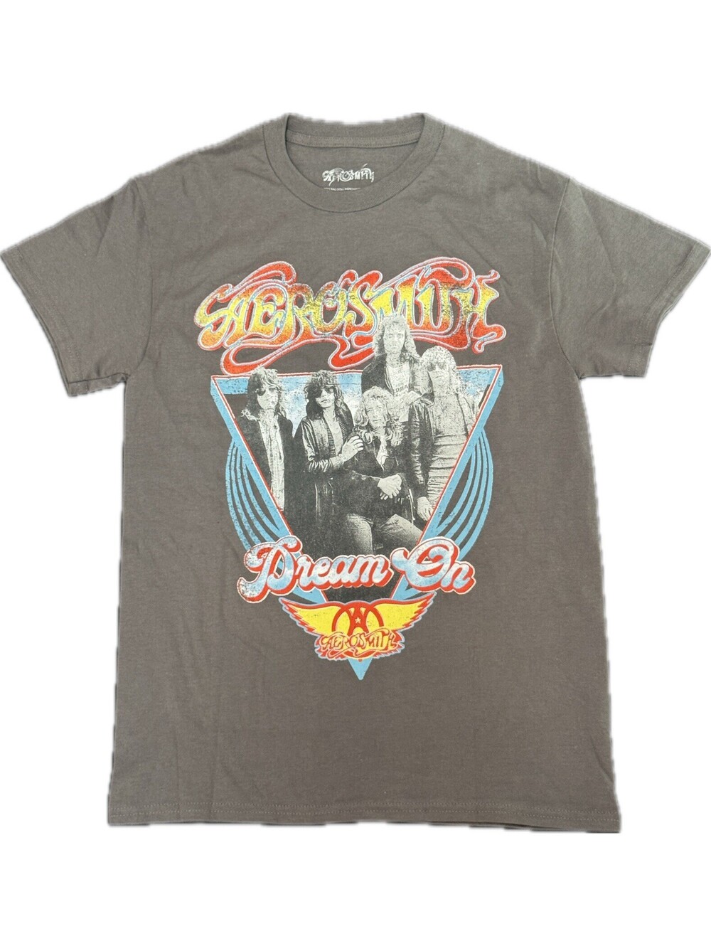Aerosmith Mens Dream On Graphic T-Shirt Size Small Grey Retro Rock Band Tee